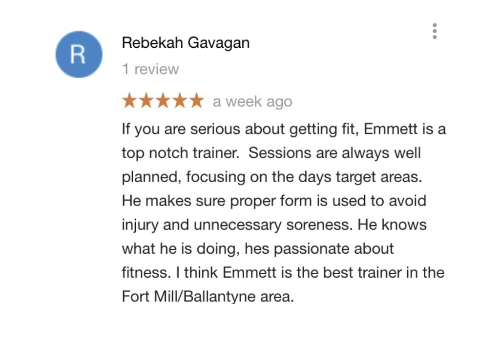 Fit Emmett Fort Mill Rock Hill & Tega Cay Top Personal Trainer offering in person and Online Training Programs